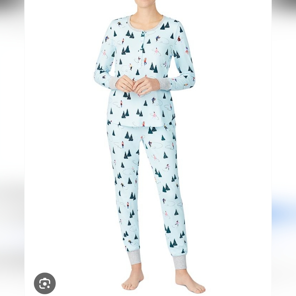 kate spade 3 piece pajama set Blue Einter skating Henley Jogger M